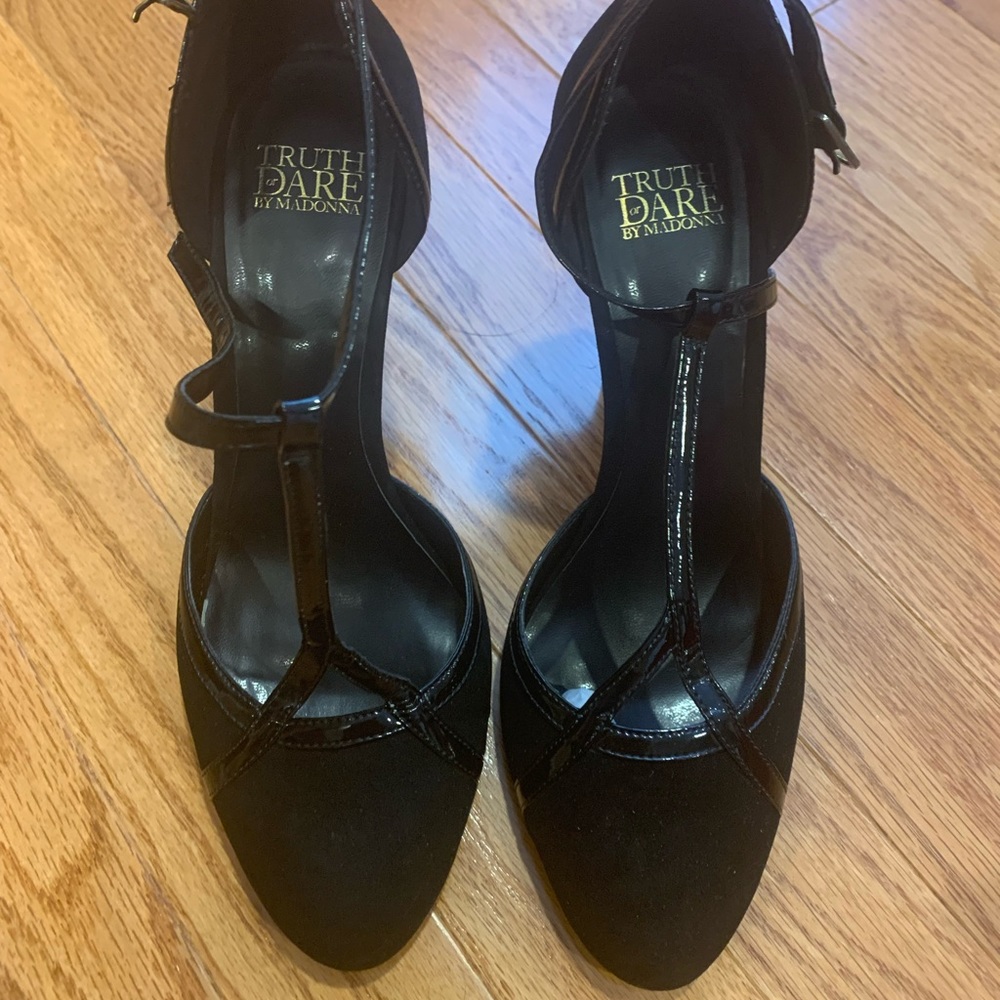 Black Suede and Patent Heels